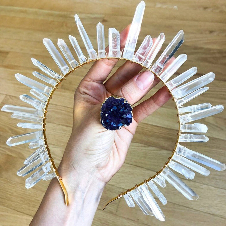 retro square crystal patchwork hair band