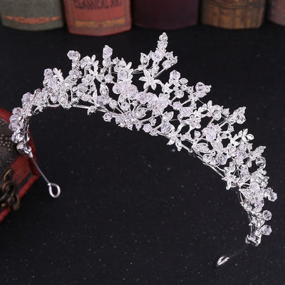 fashion leaf flower alloy hollow out inlay crystal rhinestones crown 1 piece