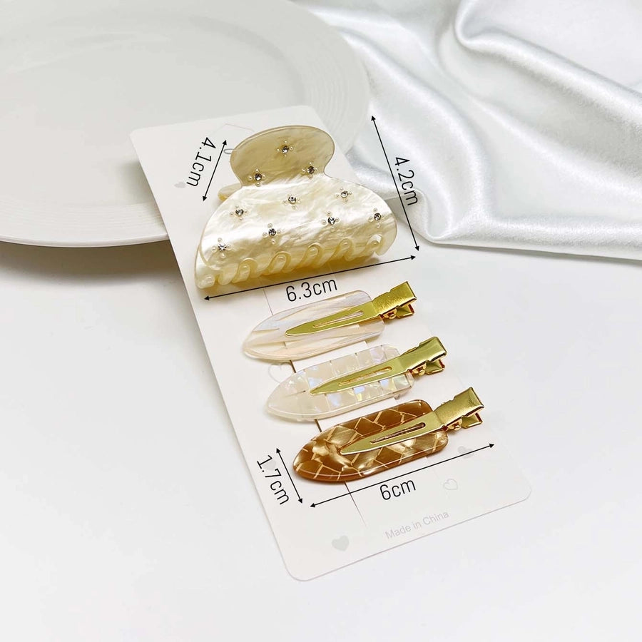 4-Piece Set High Quality Acetate with Diamond Advanced Grip Thin and Glittering Seamless Bang Clip Female Daily