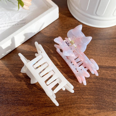 New Cute Cat Acetate Hollow out Grip Sweet Gentle and  Elegant Hair Clip Personalized Hair Accessories Headdress for Women