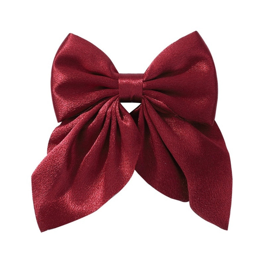 Girl'S Sweet IG Style Bow Knot Yao Ming Polyester Ribbed Band Hair Clip
