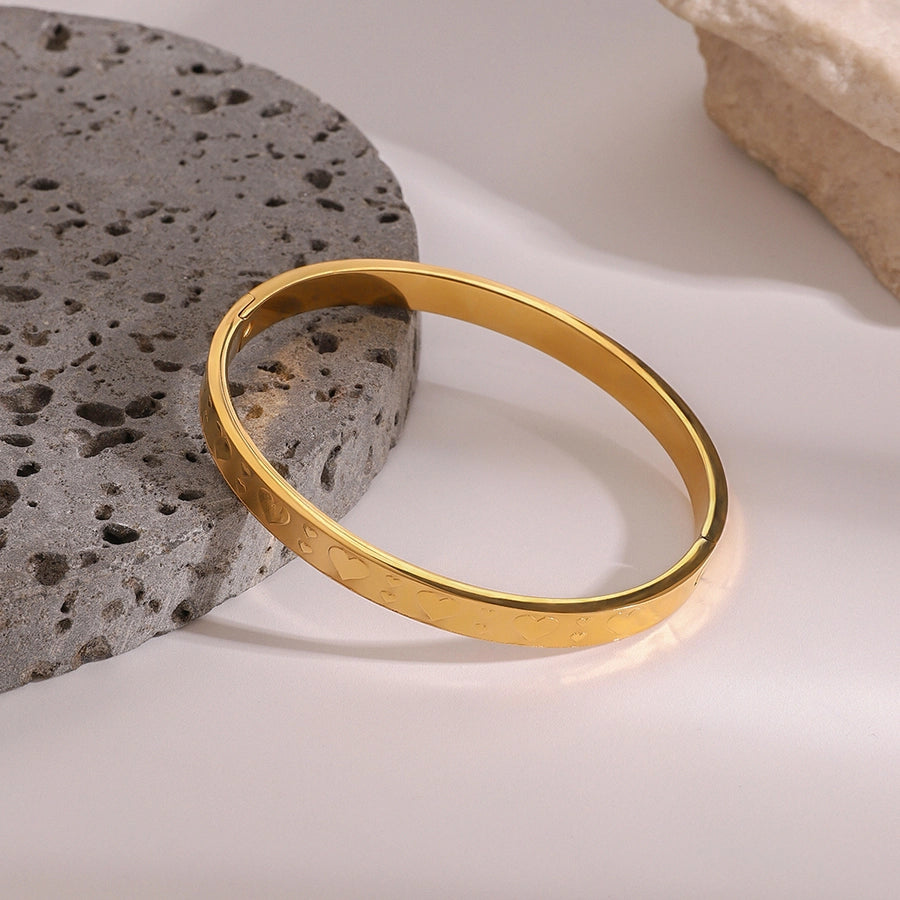 Simple Style Heart Shape 304 Stainless Steel Bangle In Bulk