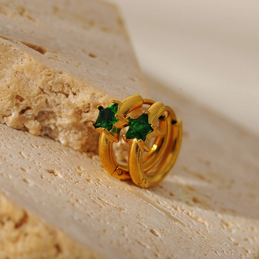 1 Pair Elegant Simple Style Classic Style Circle 304 Stainless Steel Zircon Earrings