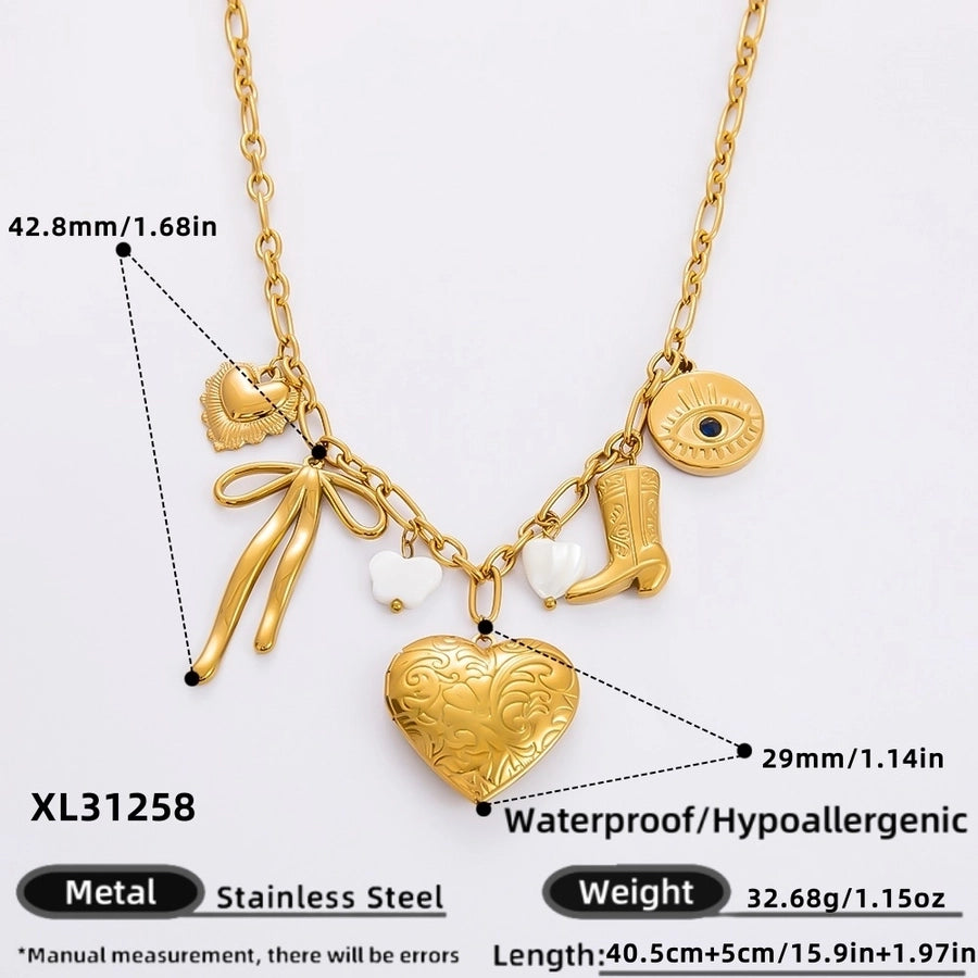 Jewelry Simple Style Classic Style Heart Shape 304 Stainless Steel Plating Pendant Necklace