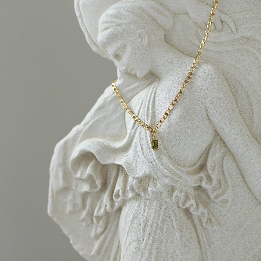 Jewelry Retro Simple Style Round Square 304 Stainless Steel Zircon Beaded Inlay Pendant Necklace