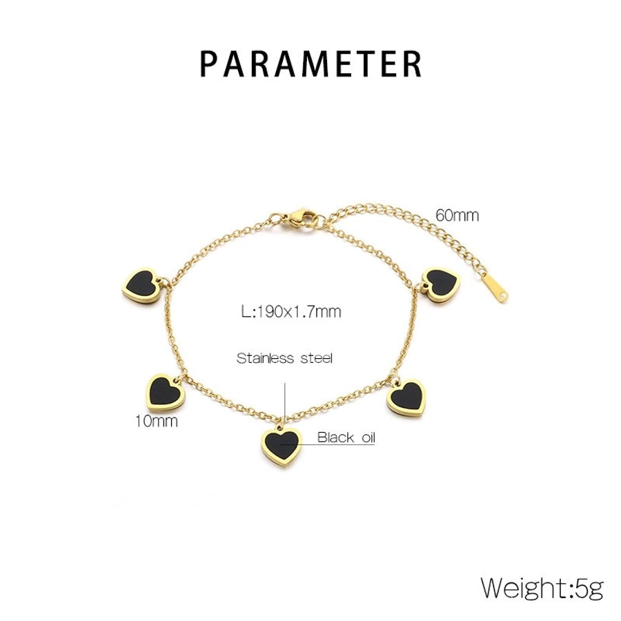 Simple Style Heart Shape 304 Stainless Steel 18K Gold Plated Bracelets In Bulk