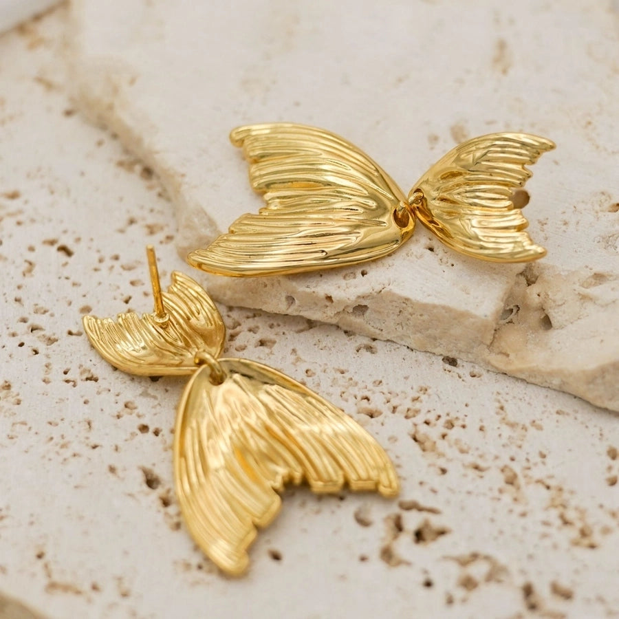 1 Pair Hawaiian Vacation Beach Fish Tail 304 Stainless Steel 18K Gold Plated Drop Earrings