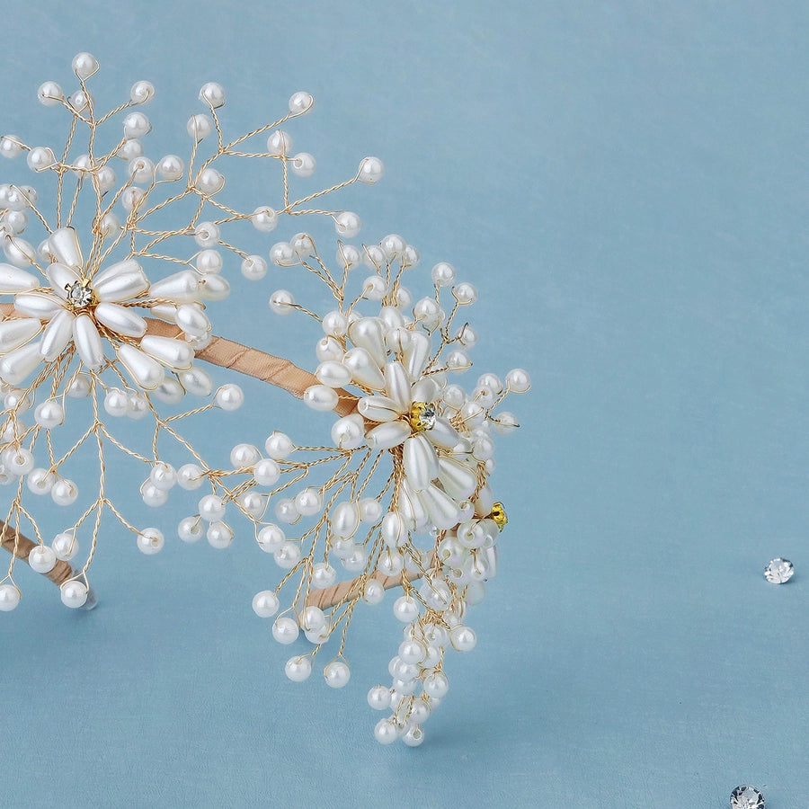 retro oval rhinestone inlay pearl crown