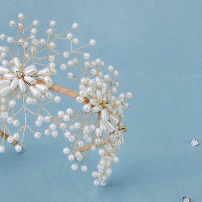 retro oval rhinestone inlay pearl crown