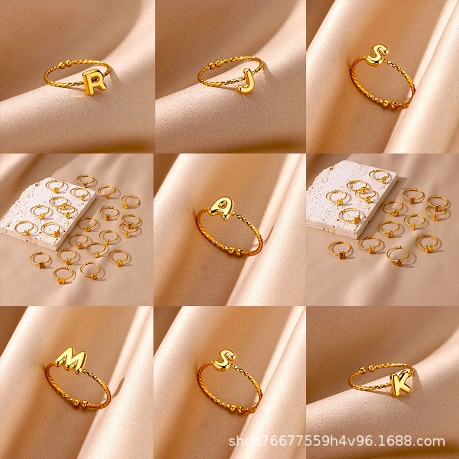 Jewelry Elegant Simple Style Streetwear Letter 304 Stainless Steel Plating Open Rings