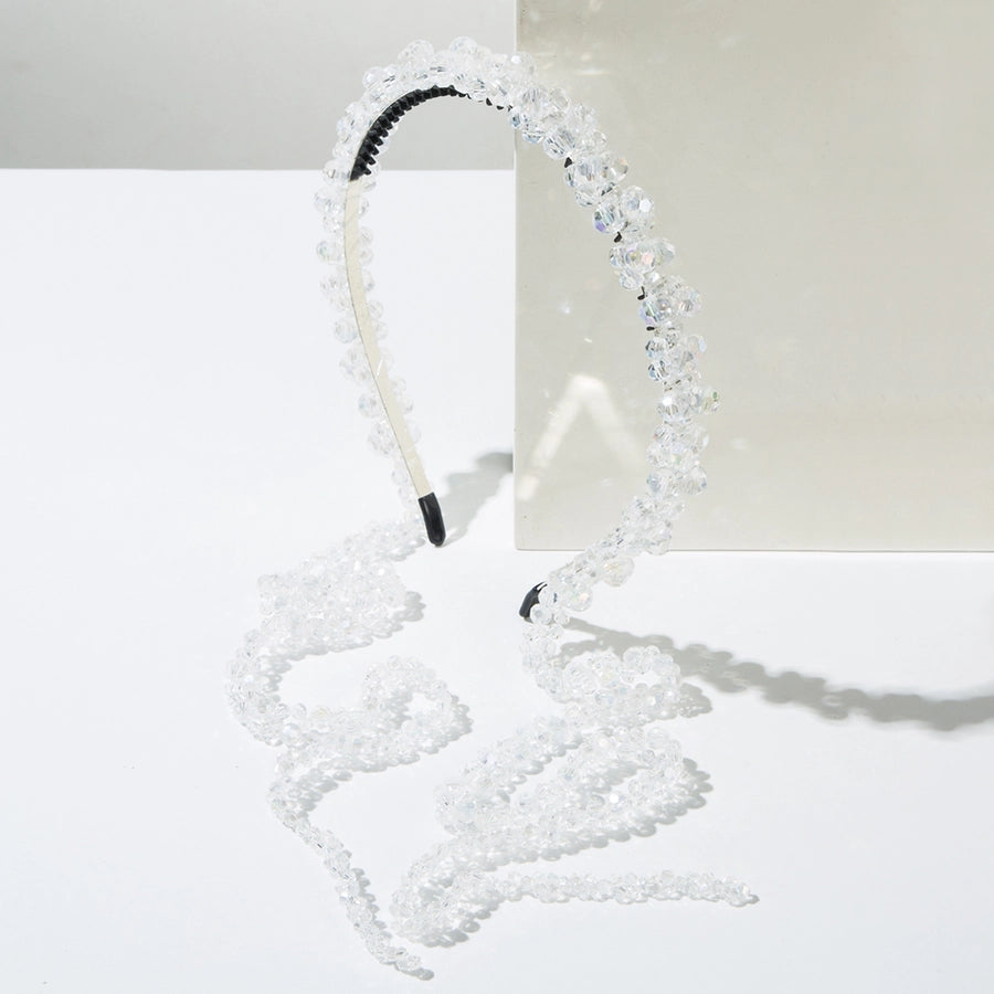 Women's Elegant Luxurious Solid Color Alloy Cloth Inlay Glass Hair Band