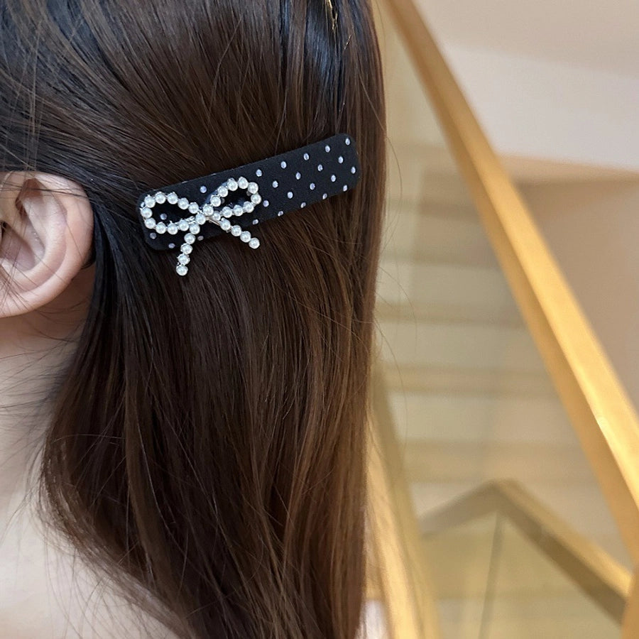 Women's Retro Polka Dots Bow Knot Cloth Hair Clip