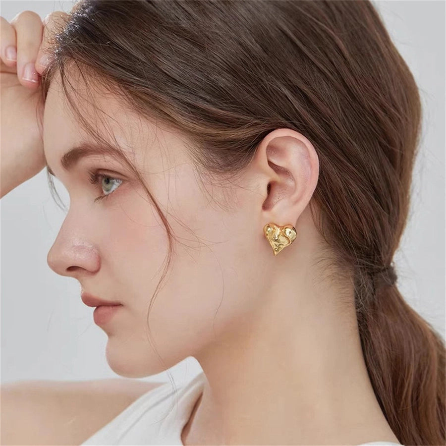 1 Pair Elegant Heart Shape 304 Stainless Steel Ear Studs