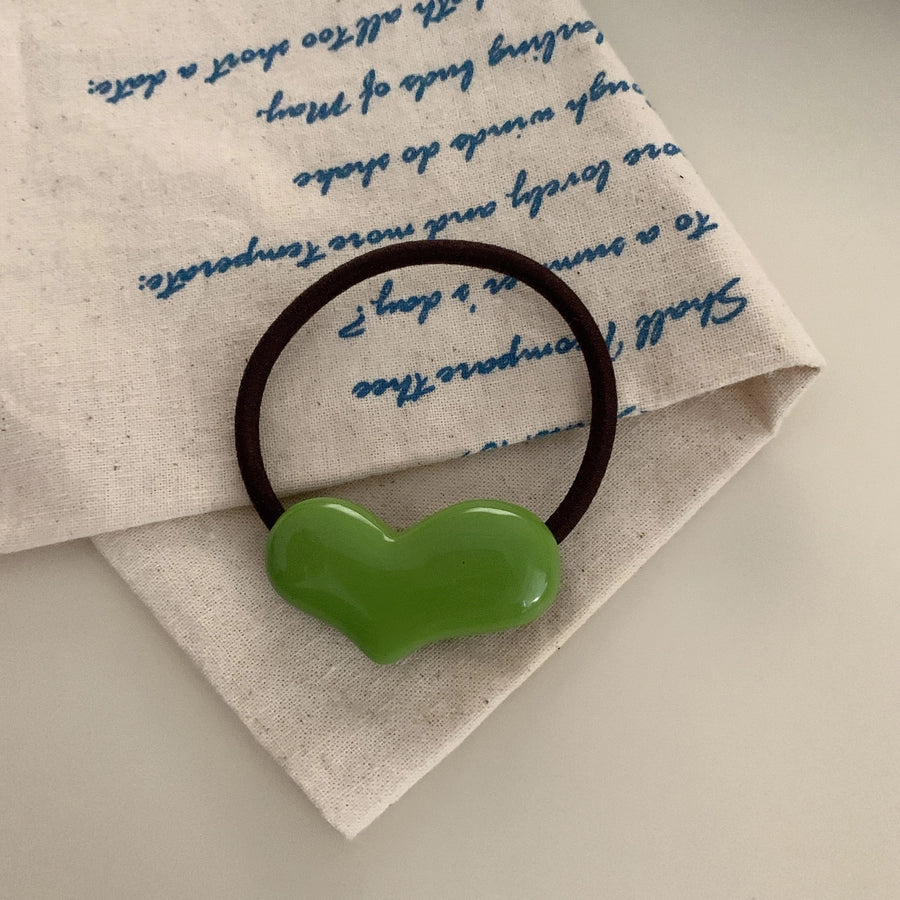 Women's Cute Simple Style Heart Shape Resin Hair Tie