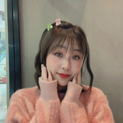 fashion heart checkerboard forehead mini grab clip side hairpin