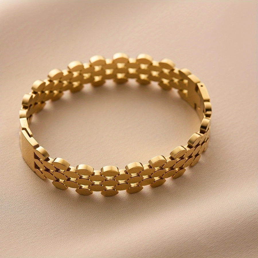 Elegant Simple Style Artistic Solid Color 304 Stainless Steel 18K Gold Plated Bangle In Bulk