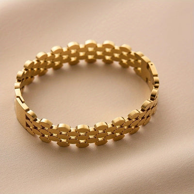 Elegant Simple Style Artistic Solid Color 304 Stainless Steel 18K Gold Plated Bangle In Bulk