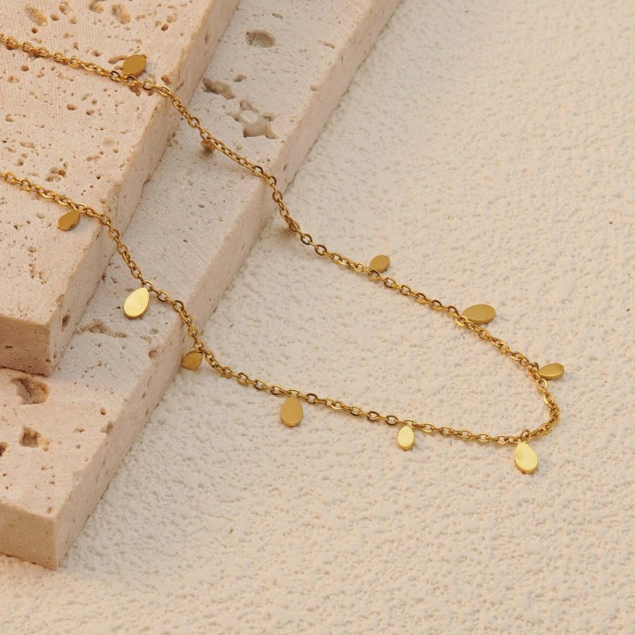 Jewelry Basic Simple Style Artistic Leaf Square Butterfly 304 Stainless Steel 18K Gold Plated Plating Necklace