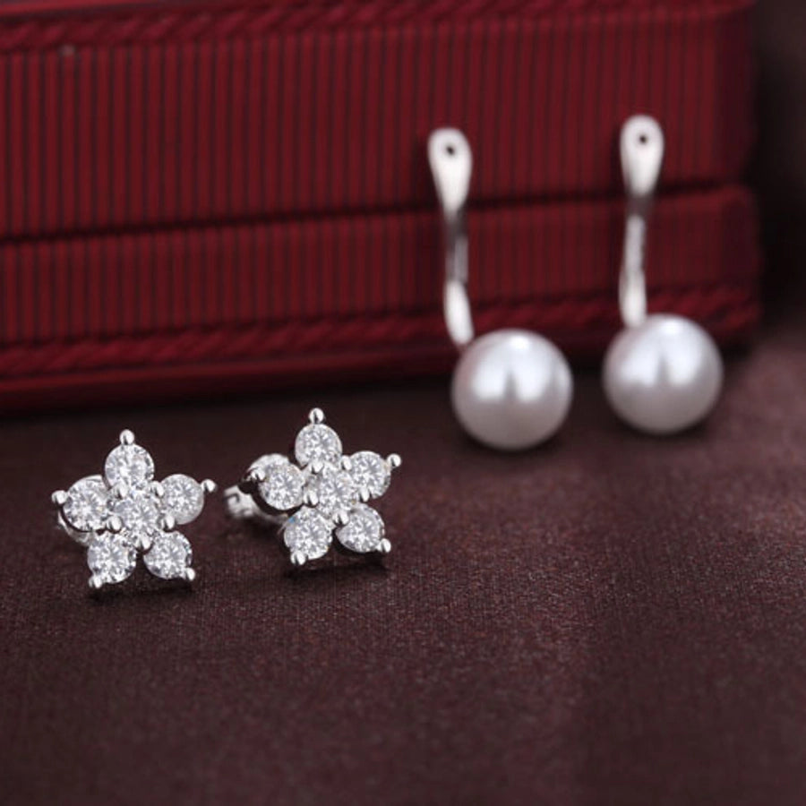 1 Pair Simple Style Classic Style Solid Color Inlay Copper Pearl Zircon Ear Studs
