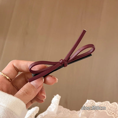 Women's Casual Simple Style Bow Knot Pu Leather Hair Clip