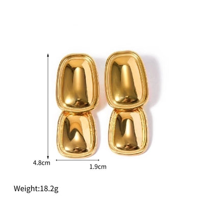 1 Pair Vintage Style Simple Style Commute Rectangle 304 Stainless Steel 18K Gold Plated Ear Studs
