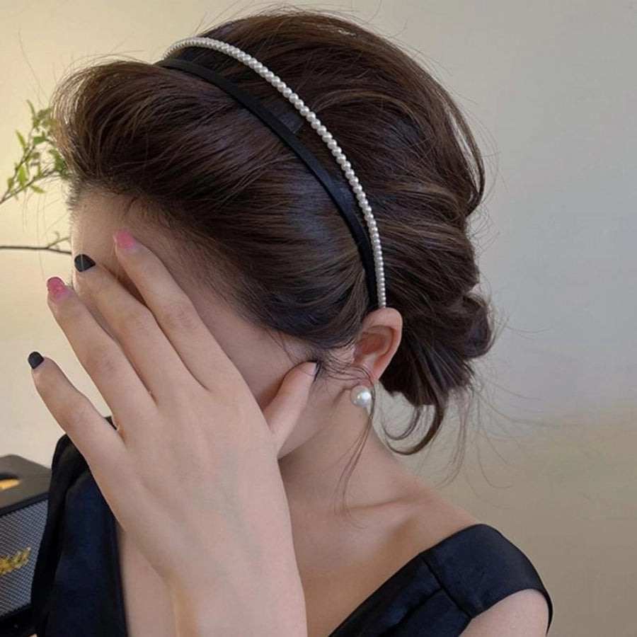 sweet simple style classic style geometric artificial pearl cloth hair band