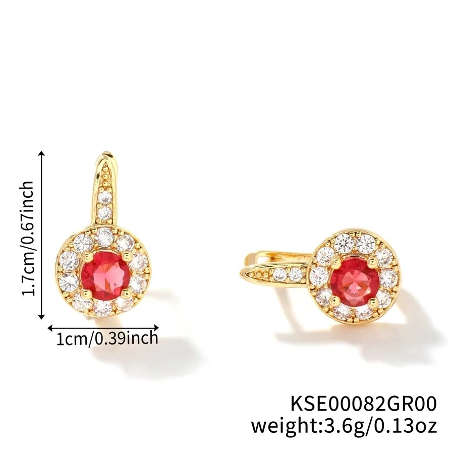 1 Pair Glam Shiny Korean Style Round Inlay Copper Zircon K Gold Plated Rhodium Plated Ear clip