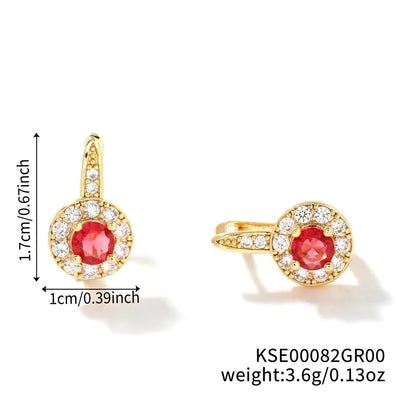 1 Pair Glam Shiny Korean Style Round Inlay Copper Zircon K Gold Plated Rhodium Plated Ear clip