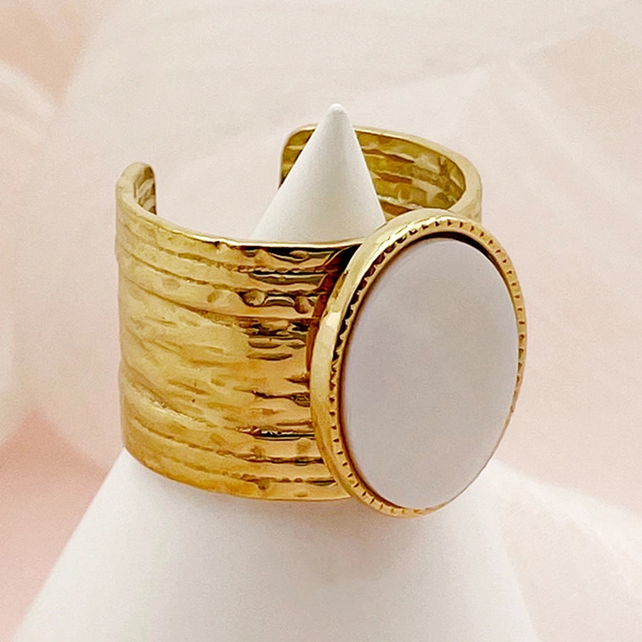 Jewelry Elegant Vacation Simple Style Sun Square Oval 304 Stainless Steel Shell 14K Gold Plated Inlay Open Rings