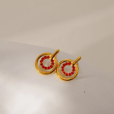 1 Pair Elegant Geometric 304 Stainless Steel Zircon Ear Studs