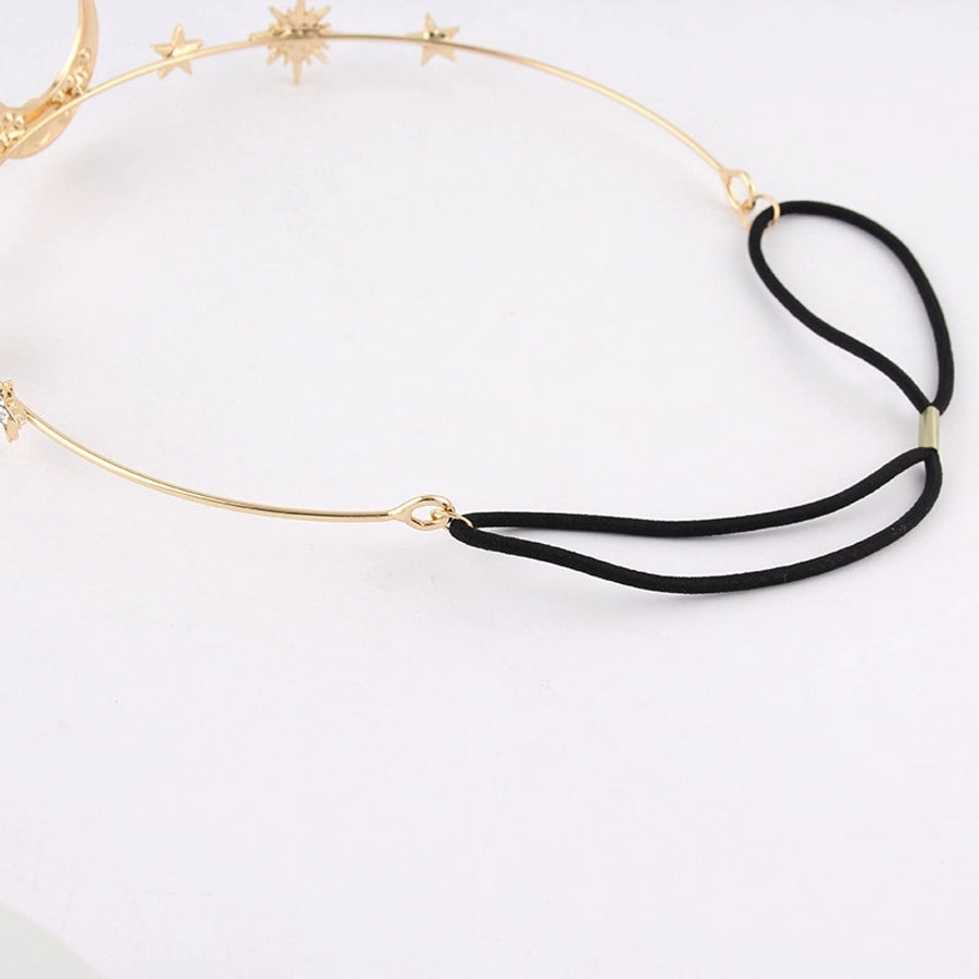 Women's IG Style Sweet Star Moon Alloy Elastic string Inlay Rhinestones Pearl Hair Band