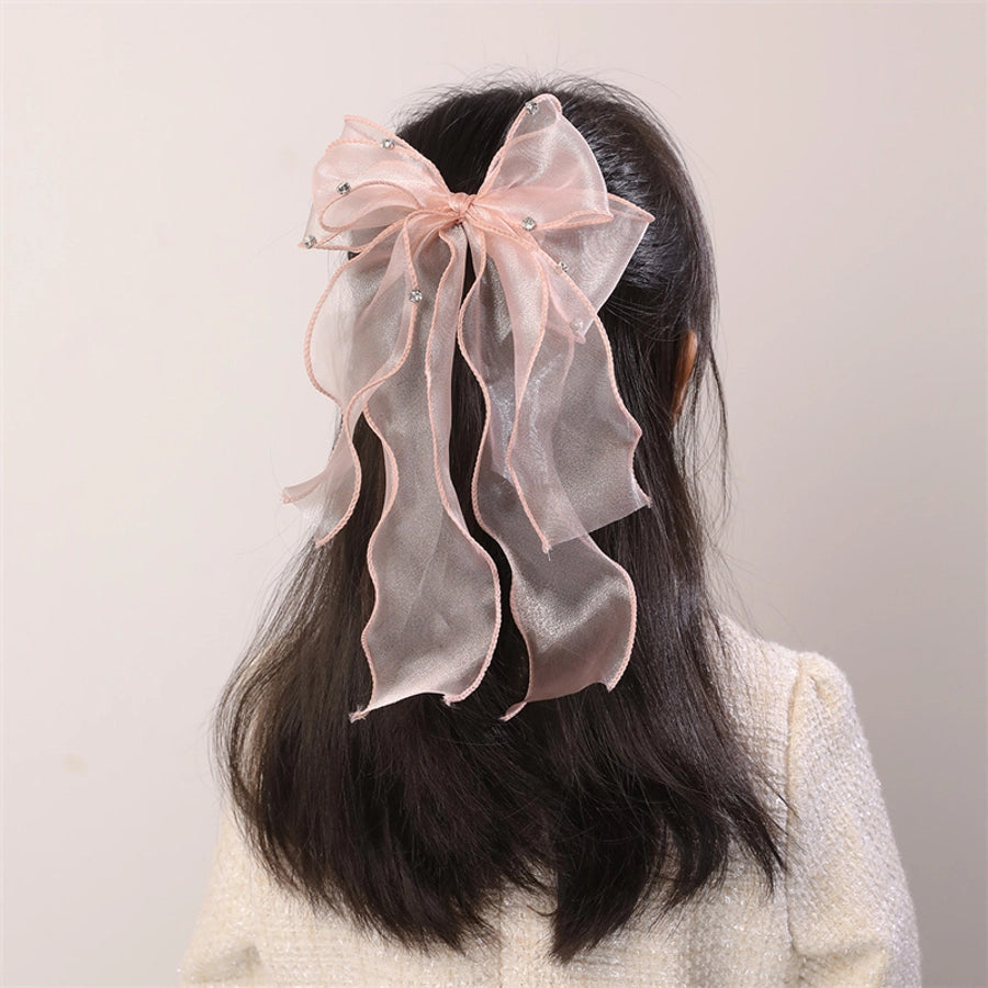 women's sweet solid color bow knot cloth hair clip
