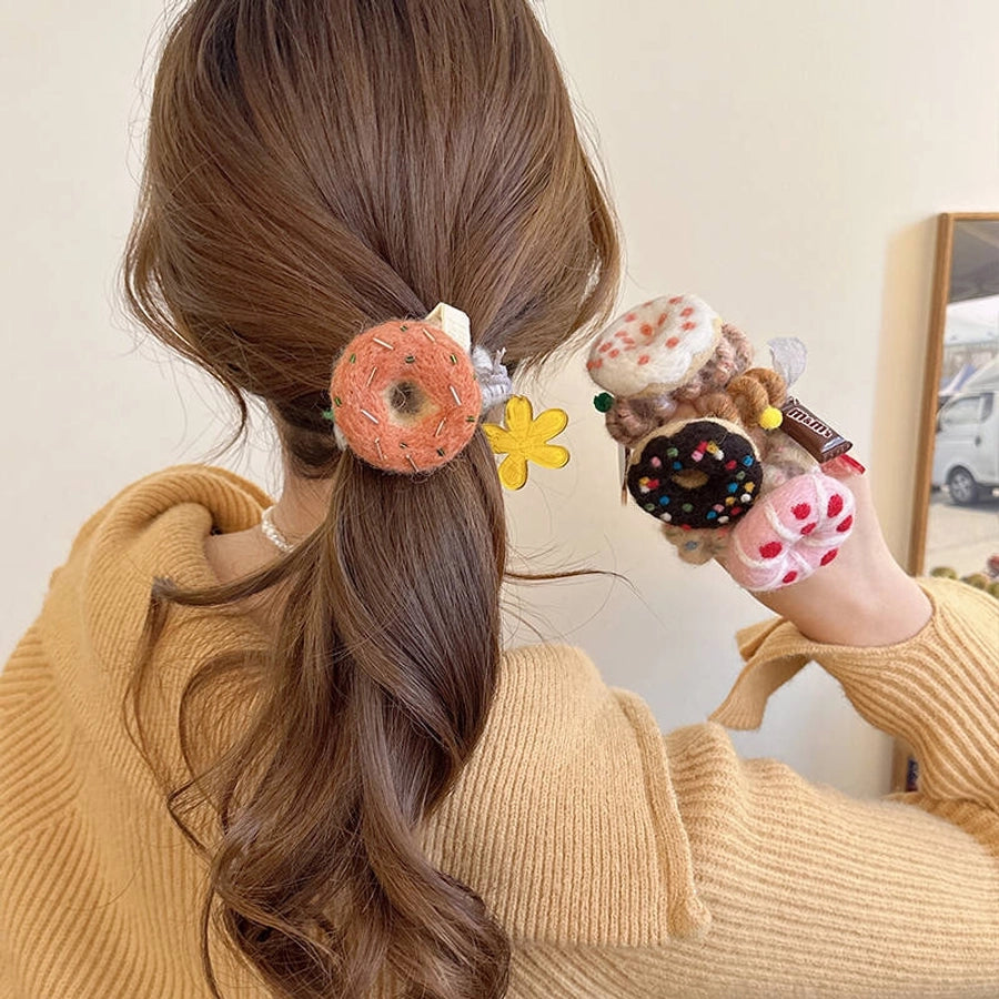 Cute Women's Letter Donuts Felt Hair Tie