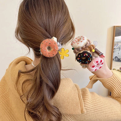 Cute Women's Letter Donuts Felt Hair Tie