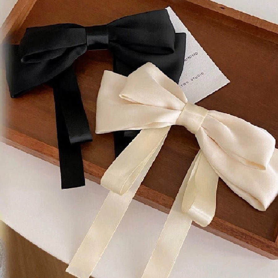 Big bow ribbon hairpin horizontal clip headdress temperament hair accessories high sense back head top clip spring clip