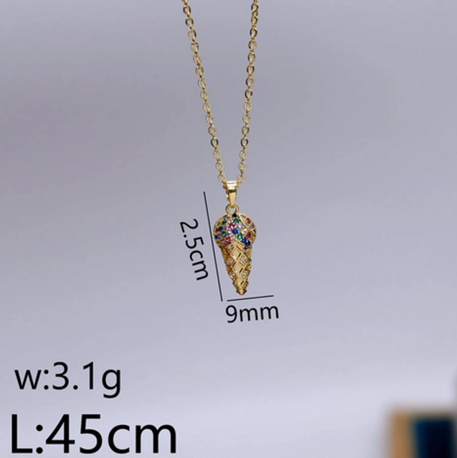 Jewelry Sweet Cone Copper Zircon 18K Gold Plated White Gold Plated Pendant Necklace