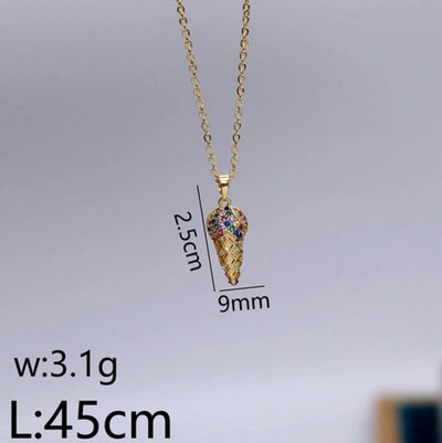 Jewelry Sweet Cone Copper Zircon 18K Gold Plated White Gold Plated Pendant Necklace