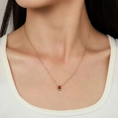 Jewelry Vintage Style French Style Geometric Water Droplets Titanium Steel Natural Stone 14K Gold Plated Plating Pendant Necklace