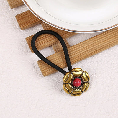 Women's Classical Ethnic Style Classic Style Cross Round Cattle Alloy Polyester Inlay Turquoise Hair Tie