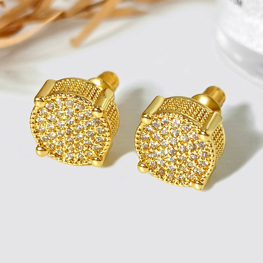 1 Pair Retro Geometric Plating Inlay Copper Zircon Zircon Ear Studs