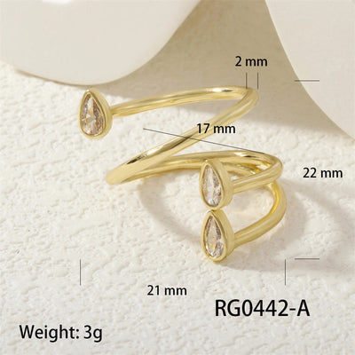 Jewelry Vintage Style Classic Style Geometric Lines Copper Zircon Open Rings