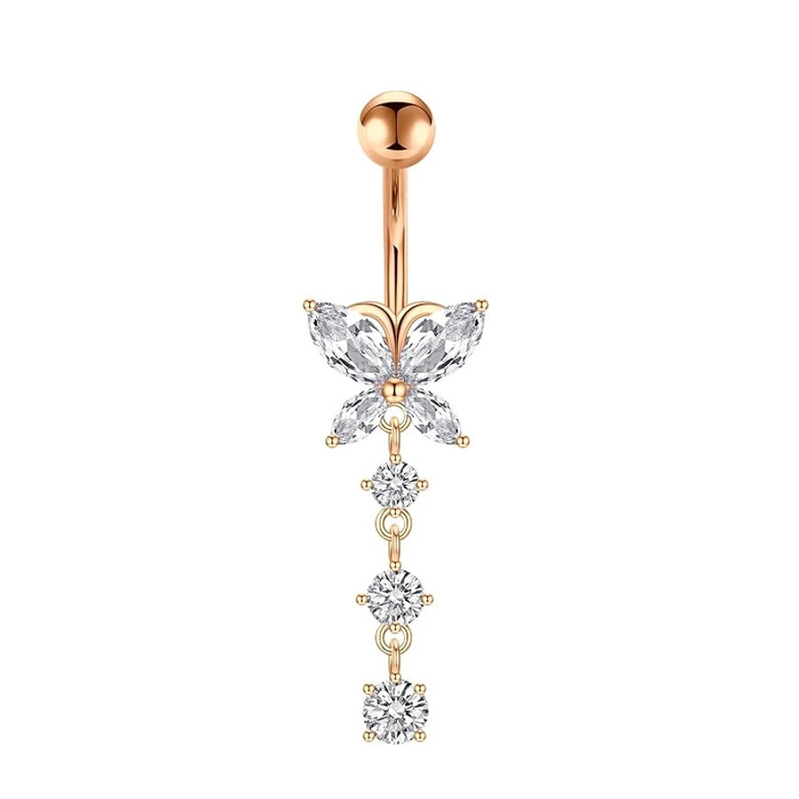 1 Piece 1 Set Belly Rings Simple Style Heart Shape Butterfly 316L Stainless Steel  Inlay Zircon Belly Rings