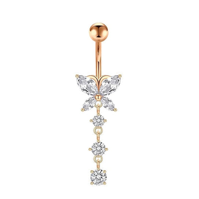 1 Piece 1 Set Belly Rings Simple Style Heart Shape Butterfly 316L Stainless Steel  Inlay Zircon Belly Rings