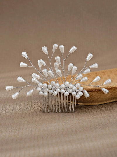 simple style flower artificial pearl inlay pearl insert comb
