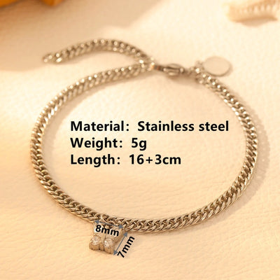 Elegant Butterfly Titanium Steel 18K Gold Plated Cuban Link Chain Curb Chain Bracelets In Bulk