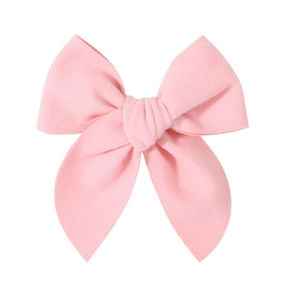 sweet solid color polyester bow knot hair clip