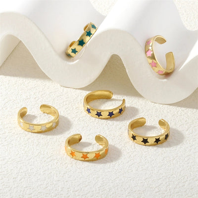Jewelry Cute Pentagram Copper Enamel Open Rings
