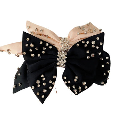 women's elegant fashion bow knot cloth headwear artificial rhinestones hair clip
