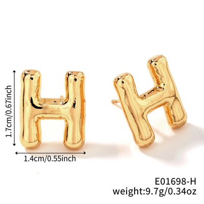 1 Pair Sweet Simple Style Shiny Letter Plating Copper K Gold Plated Ear Studs