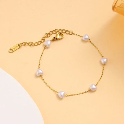 Jewelry Vacation Simple Style Heart Shape 304 Stainless Steel 18K Gold Plated Bracelets Necklace